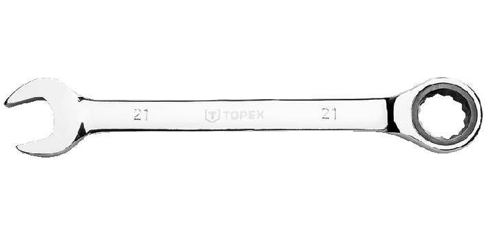 Topex 35D748 racsnis csillag-villáskulcs, CrV acél, 48-fogú, 21 mm termék fő termékképe