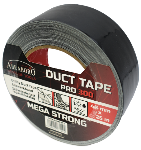 Abraboro DUCT TAPE szöveterősített ragasztószalag, fekete, 48 mm x 25 m termék fő termékképe