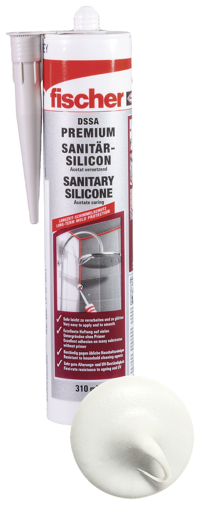 Fischer DSSA W prémium szaniter szilikon (DE/EN), fehér, 310 ml termék fő termékképe