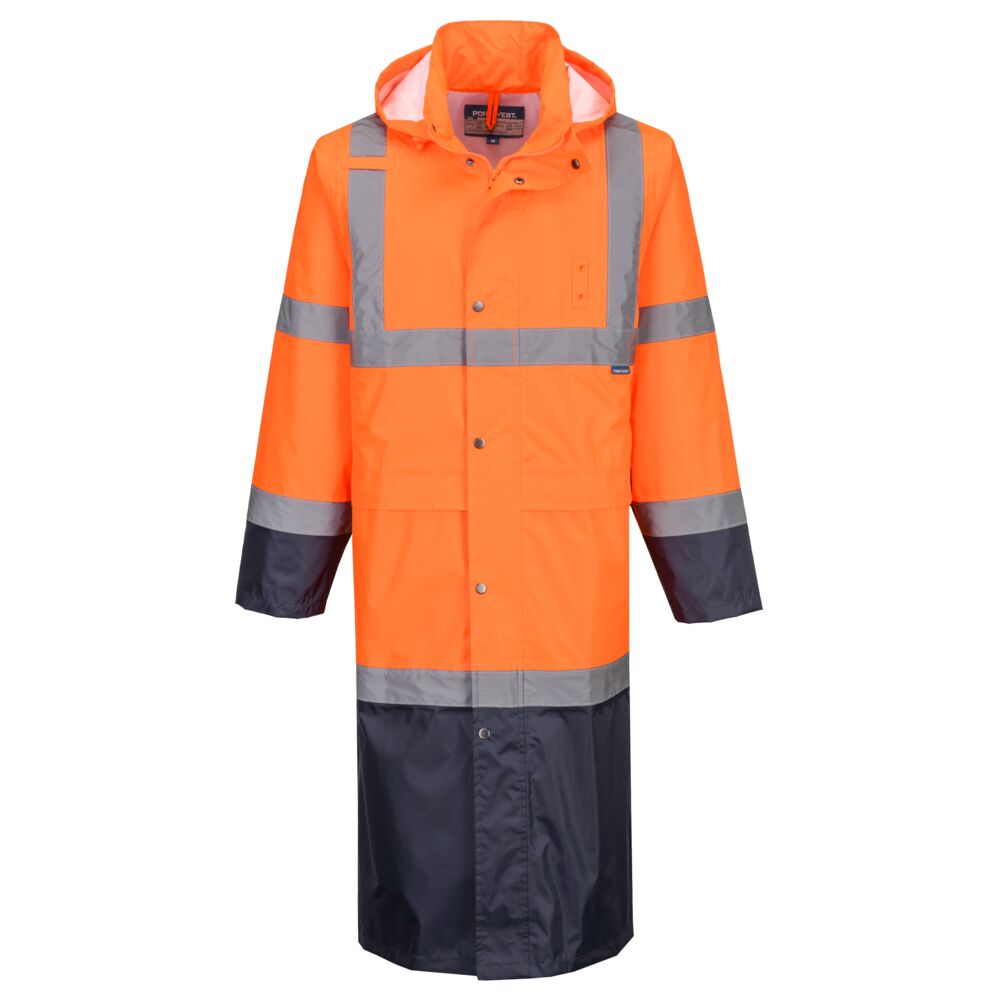 Portwest H446 - Hi-Vis Contrast esőkabát, 122 cm, narancs/tengerészkék termék fő termékképe